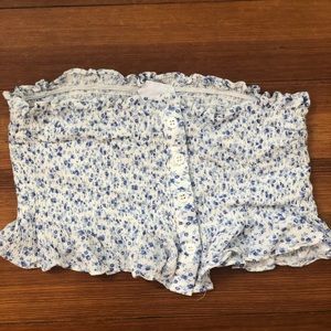 Baby blue floral tube top